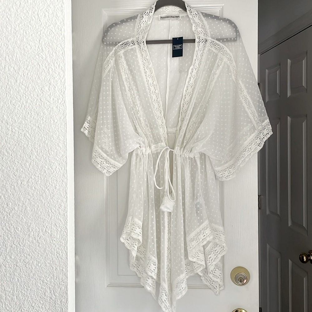 Abercrombie sheer white bathing suit cover up